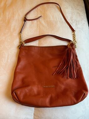 Michael Kors Burnt Orange Leather Shoulder Bag with Tassel
